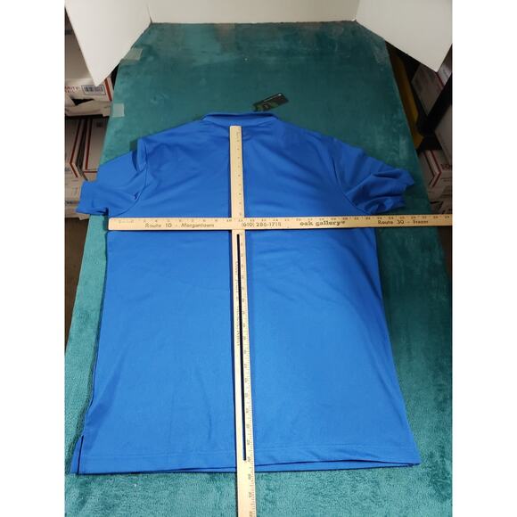 Travis Mathew Polo Shirt Size Large Mens Blue Stretch Eco Preppy Golf Logo NWT - Picture 8 of 10